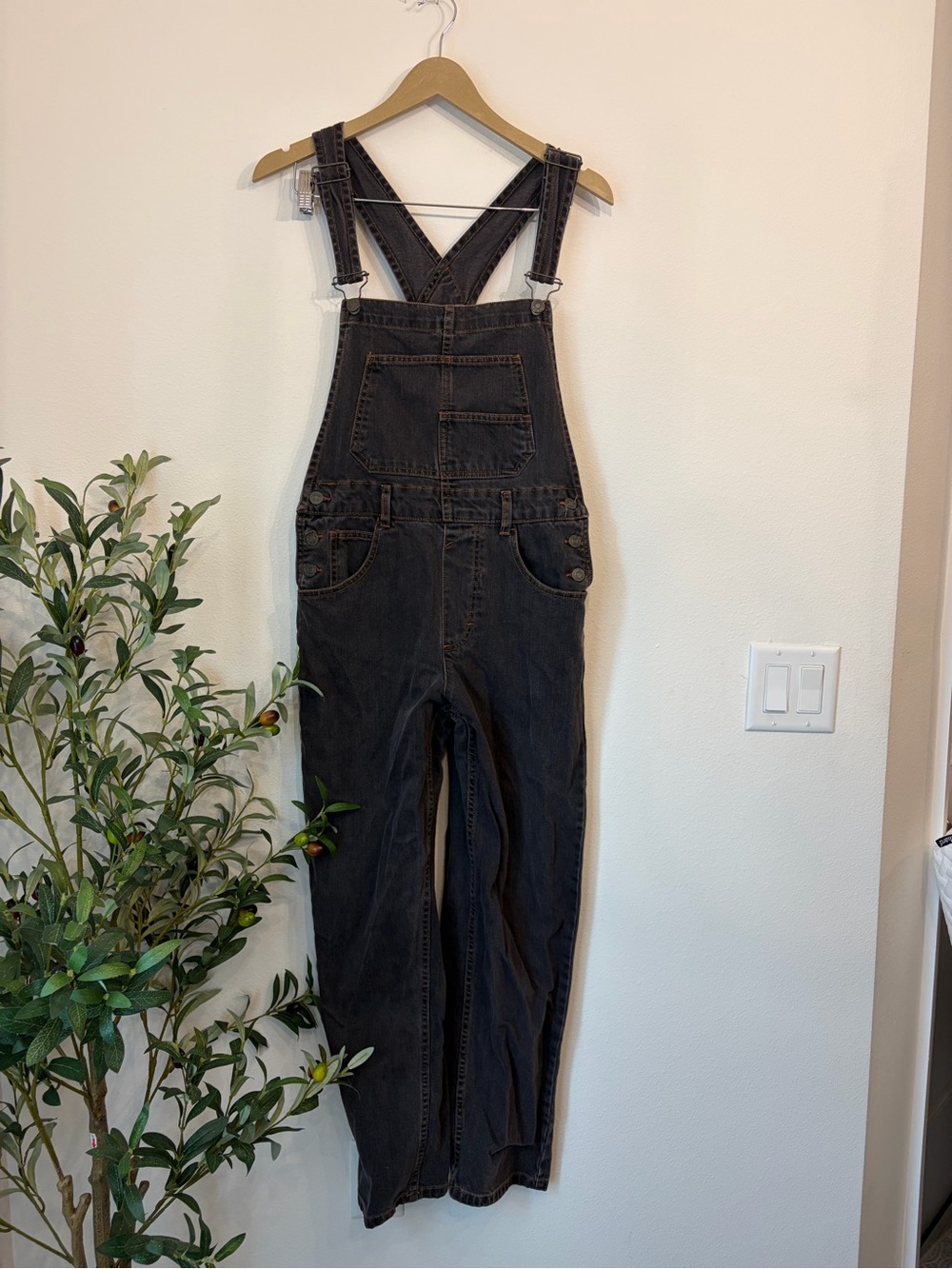 We The Free Black Denim Overalls Jumpsuit